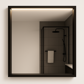 Огледало с черна PVC рамка и LED осветление