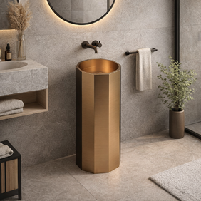 Стояща метална мивка тип кашпа STEEL LINE ROSE GOLD 