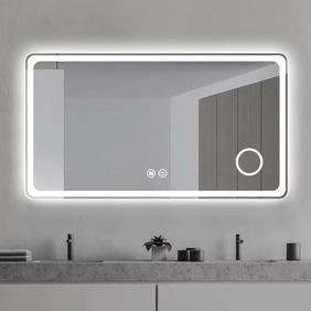 100,120см LED огледало за баня с нагревател + козметично