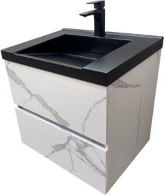 Черен матшкаф за баня 60см Cremona Marble W