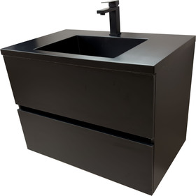 ПВЦ шкаф за баня черен мат мивка Torino 80 Black