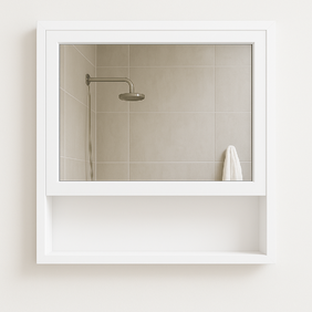 PVC шкаф с огледало и долна ниша White