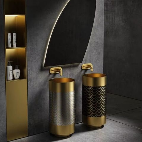 Неръждаема метална мивка тип кашпа ARCH BLACK/GOLD