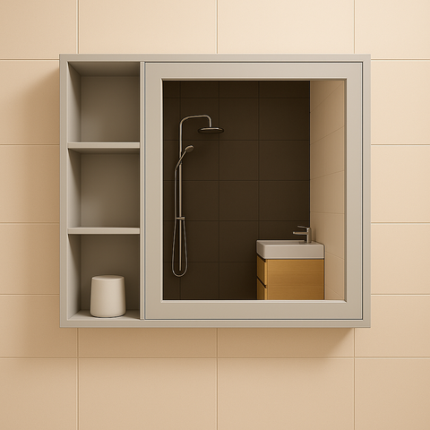 PVC шкаф  с вградено огледало и ниша Gray