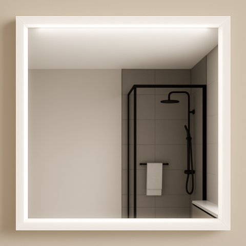 Огледало с бяла PVC рамка и LED осветление