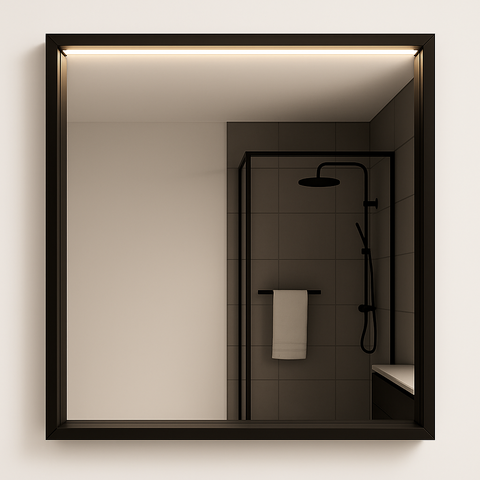 Огледало с черна PVC рамка и LED осветление