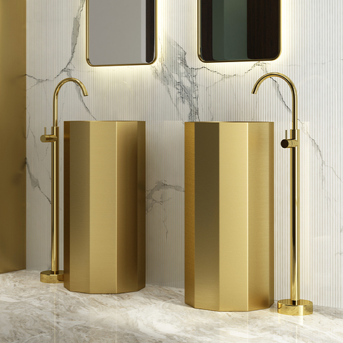 Стояща метална мивка тип кашпа STEEL LINE GOLD