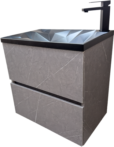 PVC МЕБЕЛ ЗА БАНЯ DIAMANTE 60 CONCRETE BLACK