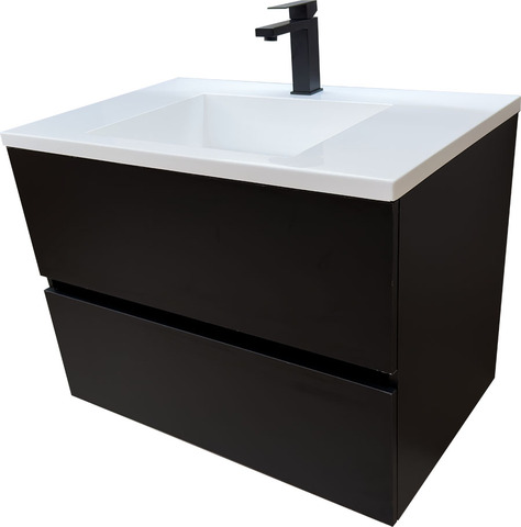 ПВЦ мебел за баня с две чекмеджета Torino 80 Black White