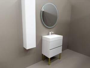 Бял шкаф за баня от ПВЦ със златни крака Matera 60 WG