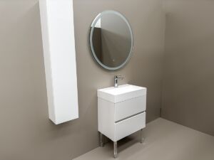 Бял шкаф за баня от ПВЦ с крачета и чекмеджета Matera 60 W