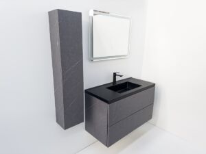 Голяма мебел за баня сив мат с черен мат мивка Siena 100 Concrete B