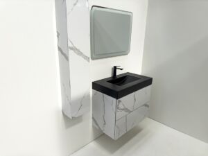 Шкаф с черен мат мивка и мраморен ефект Verona 80 Marble B