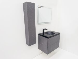 Мебел за баня сив мат с черен мат мивка Palermo 75 Concrete B