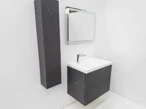 Мебел за баня сив мат с бяла мивка Palermo 75 Concrete W