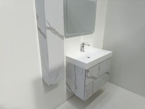 Шкаф с бяла мивка и мраморен ефект Verona 80 Marble W