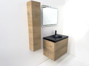 Мебел за баня дърво дъб, светъл орех черен мат мивка Palermo 75 OAK B