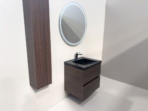 Дървесен шкаф за баня от ПВЦ с черен мат мивка Cremona Venge B