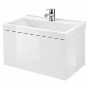 Бял ПВЦ шкаф за баня с едно чекмедже 60x40 см