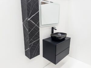 ПВЦ мебел за баня с плот черен цвят 50x37 ПВЦ мебел за баня с плот черен цвят 50x37