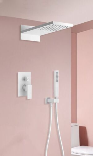 Бялa душ система за вграждане с каскадна пита Blandini Brass White
