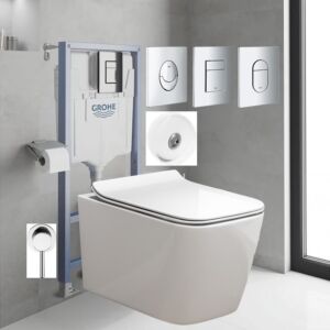 Казанче за вграждане Grohe с конзолна тоалетна с биде Rimfree