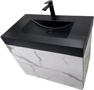 Шкаф с черен мат мивка и мраморен ефект Verona 80 Marble B