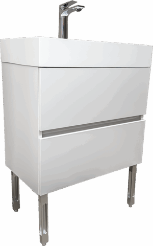 Бял шкаф за баня от ПВЦ с крачета и чекмеджета Matera 60 W
