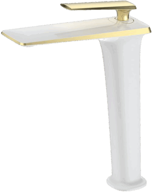 Висок бял смесител за купа Blandini Alure L White/Gold