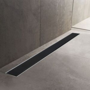 Стъклен линеен сифон за баня Glossy Black