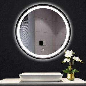 Черно LED огледало за баня кръгло Ф60