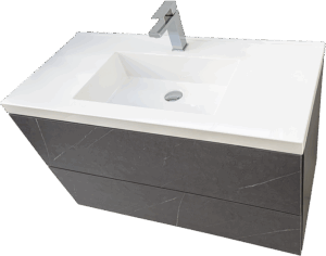 Голям шкаф за баня сив мат с бяла мивка Siena 100 Concrete W
