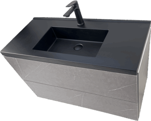 Голяма мебел за баня сив мат с черен мат мивка Siena 100 Concrete B