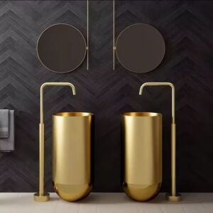 Златен цвят неръждаема метална мивка тип кашпа IRON GOLD