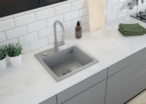 Сив кухненски смесител Deante Nemezja