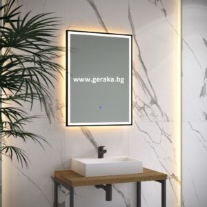 Черно LED огледало за баня с рамка 50x70 см