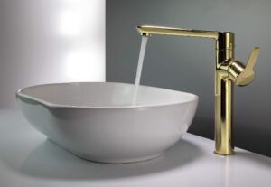 Висок златен смесител Deante Arnika Gold