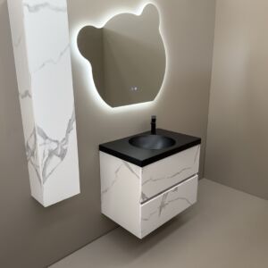 Мебел за баня от PVC с мраморен ефект Palermo 75 Marble Black