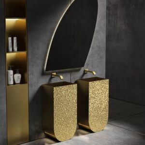 Стояща метална мивка тип кашпа Aurum Gold