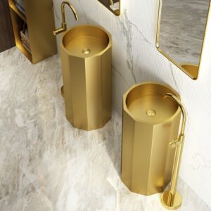Стояща метална мивка тип кашпа Steel Line Gold