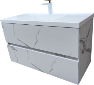 Голям шкаф с мраморен ефект за баня от PVC Siena 100 Marble White