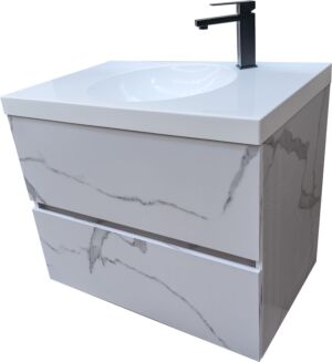 Водоустойчива мебел за баня от PVC Palermo 75 Marble White
