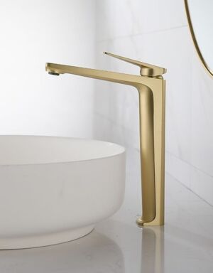 Висок златен смесител за баня Blandini Sonik Gold