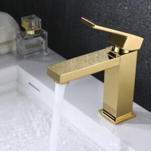 Златен смесител за мивка в баня Travis S Gold