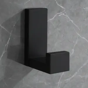 Малка черна хромирана закачалка за кърпи, гъби ил халати Eterno Black