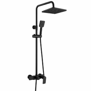 Черен душ за баня с пита, ръчен душ и чучур Pergola Rain Black
