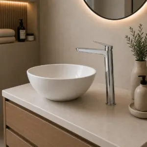 Висок смесител за баня хром за мивка тип купа Nubo Chrome