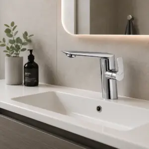 Нисък хромиран смесител за баня Silia Chrome