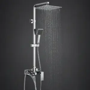 Хромиран външен душ за баня с чучур и пита Vigo Rain Chrome