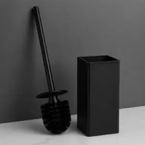 Черен WC сет/четка за почистване на тоалетна хартия квадрат подов Mix Black